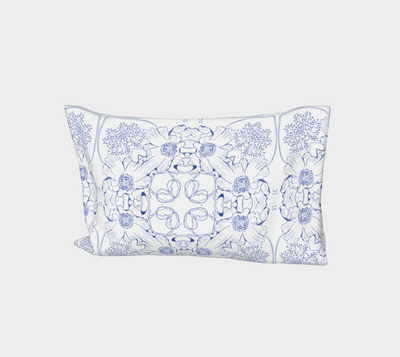Blue Ink Floral Bed Pillow Sleeve