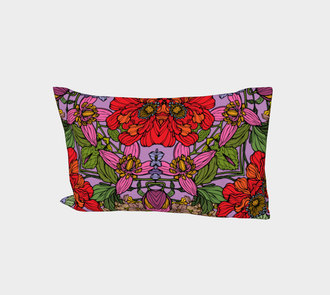 Red Floral Bed Pillow Sleeve